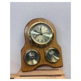 Working Heavy Brass Portal Style Clock, Barometer and Thermometer