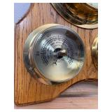 Working Heavy Brass Portal Style Clock, Barometer and Thermometer