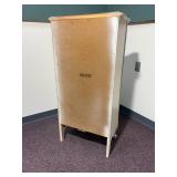 vintage Dixon Powdermaker French Louis XV style semainier lingerie chest featuring a cream finish with gold gilt trim