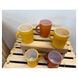 (5) Fireking Barrel Milk Glass Coffee Mugs