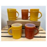 (5) Fireking Barrel Milk Glass Coffee Mugs