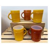 (5) Fireking Barrel Milk Glass Coffee Mugs