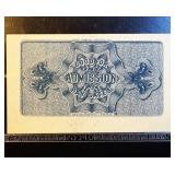 Gem Uncirculated 1893 World's Columbian Exposition Ticket - Washington Series A, PCGS 64PPQ Gem Uncirculated 1893 World's Columbian Exposition Ticket - Washington Series A, PCGS 64PPQ