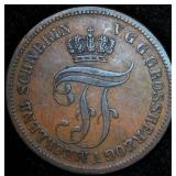 Well Preserved 1872-B Grand duchy of Mecklenburg/Schwerin (German States) 5 Pfennige, KM#317 Well Preserved 1872-B Grand duchy of Mecklenburg/Schwerin (German States) 5 Pfennige, KM#317