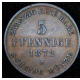 Well Preserved 1872-B Grand duchy of Mecklenburg/Schwerin (German States) 5 Pfennige, KM#317 Well Preserved 1872-B Grand duchy of Mecklenburg/Schwerin (German States) 5 Pfennige, KM#317