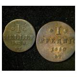 (2) Lippe-Detmold Principality (German States) Coins, Nearly 200 years old, Tougher Finds (2) Lippe-Detmold Principality (German States) Coins, Nearly 200 years old, Tougher Finds
