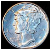 Uncirculated 1939-D Mercury Dime, Full Separated Bands, Full Mint Luster Uncirculated 1939-D Mercury Dime, Full Separated Bands, Full Mint Luster