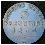 1844-A Kingdom of Prussia 3 Pfenninge, 182 years old, Very Tough Find, KM#449 1844-A Kingdom of Prussia 3 Pfenninge, 182 years old, Very Tough Find, KM#449