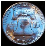 Uncirculated Key Date 1955 Franklin Half Dollar, Full Mint Luster Uncirculated Key Date 1955 Franklin Half Dollar, Full Mint Luster