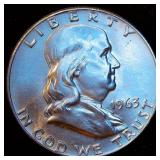 Uncirculated 1963-D Franklin Half Dollar, Near Full Luster Uncirculated 1963-D Franklin Half Dollar, Near Full Luster