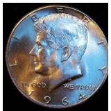 Uncirculated 1964 Kennedy Half Dollar, Full Mint Luster Uncirculated 1964 Kennedy Half Dollar, Full Mint Luster