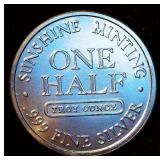 Half Oz .999 Sunshine Minting Silver Round Half Oz .999 Sunshine Minting Silver Round