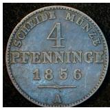 1856-A Kingdom of Prussia 4 Pfenninge, Nice Authentic Condition, 170 years old, Tougher Find, KM#454 1856-A Kingdom of Prussia 4 Pfenninge, Nice Authentic Condition, 170 years old, Tougher Find, KM#454