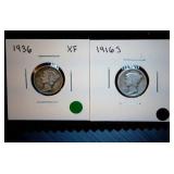 (2) Mercury Dimes 1916-S & 1936-P (2) Mercury Dimes 1916-S & 1936-P