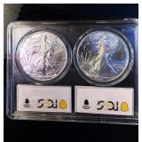 PCGS MS70 2021 Silver Eagle 2 Coin Set, Types 1 and 2, Details PCGS MS70 2021 Silver Eagle 2 Coin Set, Types 1 and 2, Details