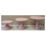 SWEET DISPLAY: Set of 3 Pink Cake Stands