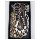 Assorted Women's Costume Jewelry - Pearl Necklace, Gold-Tone Chains & Bead Pieces Assorted Women's Costume Jewelry - Pearl Necklace, Gold-Tone Chains & Bead Pieces