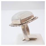 Rainbow Moonstone? Ring - Sterling Silver, Square Cabochon Rainbow Moonstone? Ring - Sterling Silver, Square Cabochon