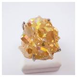 Ring - Yellow Crystal Sterling Silver, Yellow Quartz Cluster. Size 8. Ring - Yellow Crystal Sterling Silver, Yellow Quartz Cluster. Size 8.