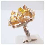 Ring - Yellow Crystal Sterling Silver, Yellow Quartz Cluster. Size 8. Ring - Yellow Crystal Sterling Silver, Yellow Quartz Cluster. Size 8.