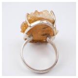 Ring - Yellow Crystal Sterling Silver, Yellow Quartz Cluster. Size 8. Ring - Yellow Crystal Sterling Silver, Yellow Quartz Cluster. Size 8.