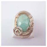 Sterling Silver Ring - Green Stone. Size 9. Sterling Silver Ring - Green Stone. Size 9.