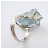 Chunky Blue Crystal Sterling Silver Ring - Size 6 Chunky Blue Crystal Sterling Silver Ring - Size 6