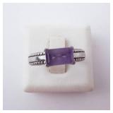 Amethyst Sterling Silver Ring - Size 6.75 - Hallmarked - Beaded Milgrain Band Amethyst Sterling Silver Ring - Size 6.75 - Hallmarked - Beaded Milgrain Band