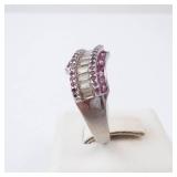 Diamond & Pink Sapphire Sterling Silver Ring - Size 8 Diamond & Pink Sapphire Sterling Silver Ring - Size 8