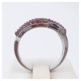 Diamond & Pink Sapphire Sterling Silver Ring - Size 8 Diamond & Pink Sapphire Sterling Silver Ring - Size 8