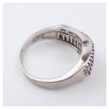 Diamond & Pink Sapphire Sterling Silver Ring - Size 8 Diamond & Pink Sapphire Sterling Silver Ring - Size 8