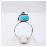 Sterling Silver Turquoise Ring with Pearl Cabochon and Ornate Bezel. Size 9. Sterling Silver Turquoise Ring with Pearl Cabochon and Ornate Bezel. Size 9.