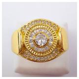 Gold Tone CZ Men's Statement Ring - Size 12 Gold Tone CZ Men's Statement Ring - Size 12