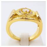 Gold Tone CZ Men's Statement Ring - Size 12 Gold Tone CZ Men's Statement Ring - Size 12