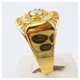 Gold Tone CZ Men's Statement Ring - Size 12 Gold Tone CZ Men's Statement Ring - Size 12
