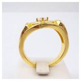 Gold Tone CZ Men's Statement Ring - Size 12 Gold Tone CZ Men's Statement Ring - Size 12