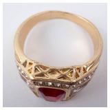 CZ Created Red Gemstone Men's Ring - Size 13 CZ Created Red Gemstone Men's Ring - Size 13