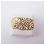 Men's Crystal Textured Gold-Tone Ring Size 12.5 Men's Crystal Textured Gold-Tone Ring Size 12.5