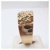 Men's Crystal Textured Gold-Tone Ring Size 12.5 Men's Crystal Textured Gold-Tone Ring Size 12.5