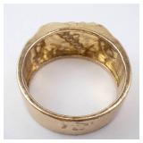 Men's Crystal Textured Gold-Tone Ring Size 12.5 Men's Crystal Textured Gold-Tone Ring Size 12.5