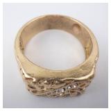 Men's Crystal Textured Gold-Tone Ring Size 12.5 Men's Crystal Textured Gold-Tone Ring Size 12.5