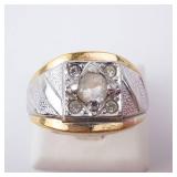 CZ Men's Ring - Two-Tone 18K Gold Electroplate - Size 12 CZ Men's Ring - Two-Tone 18K Gold Electroplate - Size 12