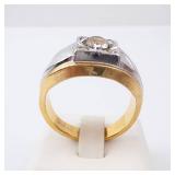CZ Men's Ring - Two-Tone 18K Gold Electroplate - Size 12 CZ Men's Ring - Two-Tone 18K Gold Electroplate - Size 12