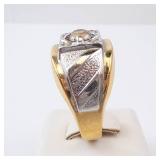 CZ Men's Ring - Two-Tone 18K Gold Electroplate - Size 12 CZ Men's Ring - Two-Tone 18K Gold Electroplate - Size 12
