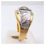 CZ Men's Ring - Two-Tone 18K Gold Electroplate - Size 12 CZ Men's Ring - Two-Tone 18K Gold Electroplate - Size 12