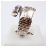 Towle Sterling Spoon Ring 1970 14K Gold Accent Size 7.5 Towle Sterling Spoon Ring 1970 14K Gold Accent Size 7.5