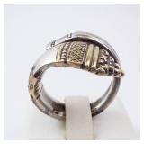 Towle Sterling Spoon Ring 1970 14K Gold Accent Size 7.5 Towle Sterling Spoon Ring 1970 14K Gold Accent Size 7.5