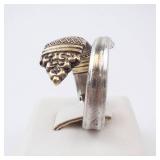 Towle Sterling Spoon Ring 1970 14K Gold Accent Size 7.5 Towle Sterling Spoon Ring 1970 14K Gold Accent Size 7.5