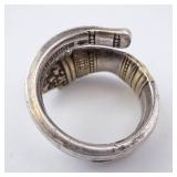 Towle Sterling Spoon Ring 1970 14K Gold Accent Size 7.5 Towle Sterling Spoon Ring 1970 14K Gold Accent Size 7.5