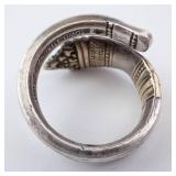 Towle Sterling Spoon Ring 1970 14K Gold Accent Size 7.5 Towle Sterling Spoon Ring 1970 14K Gold Accent Size 7.5